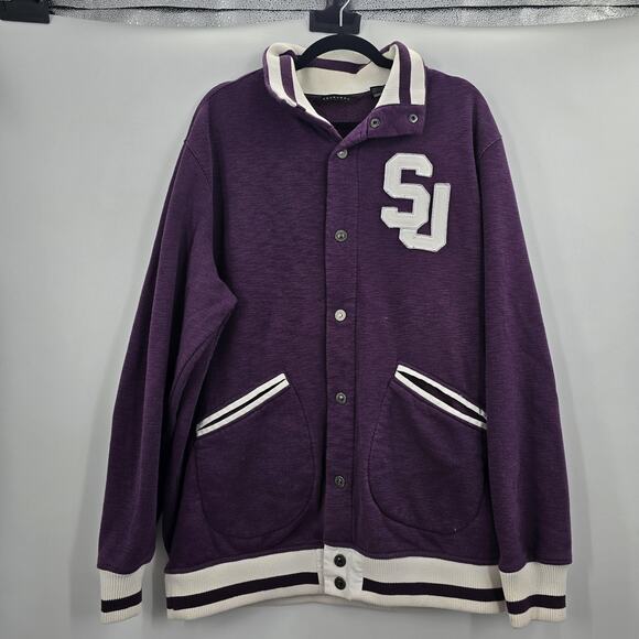 Sean John Letterman Jacket Mens XL Purple Varsity Button Up SJ Streetwear Retro - Picture 3 of 8